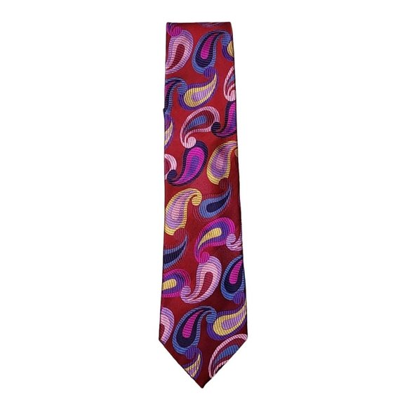 Duchamp London NWT Burgundy Dark Red Necktie Large Paisley Silk Tie - Picture 1 of 5